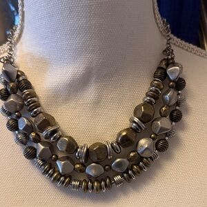 Chico’s Vintage Women’s Multi-Strand Hematite Silver-Tone Statement Necklace